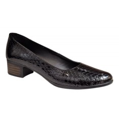 Pantofi dama casual din piele naturala Negru Croco Lac - STD24CRN