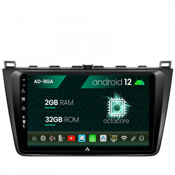 Navigatie Mazda 6 (2008-2013), Android 12, A-Octacore 2GB RAM + 32GB ROM, 9 Inch - AD-BGA9002+AD-BGRKIT328