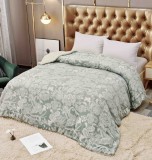 Cumpara ieftin Patura cocolino groasa cu blanita alba 200x230cm,doua fete,verde cu flori - F107