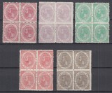 ROMANIA 1891 LP 48 CAROL I - 25 ANI DE DOMNIE GUMA ORIGINALA SERIA IN BLOC DE 4 TIMBRE MNH/SARNIERA