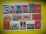 HOPCT LOT NR 52 CONGO/GERMANIA/GRECIA FINLANDA,INDIA,ISRAEL,SUEDIA -15 ETICHETE VECHI CHIBRITURI-FILUMENIE-