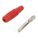 Mufă banană roșie 4mm 16A 60VDC neizolată