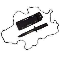 Cutit tactic de vanatoare DEPOX&reg;, Military Specialist, 10 cm, teaca cu lant inclusa, negru