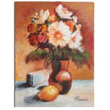 E63 Tablou, Natura statica, 2021, acrilic pe carton panzat, neinramat, 24x18 cm