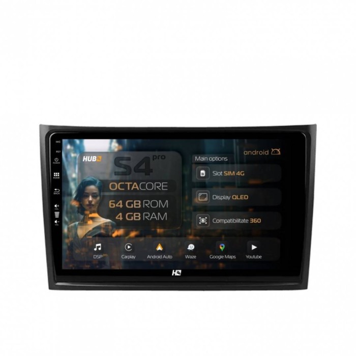 Navigatie Volvo XC90 (2002-2014) 4GB RAM Android 13 Octacore Slot Sim 4G DSP GPS Wi-FI Carplay Android Auto USB Bluetooth Waze Touchscreen 10.1 inch