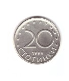 Moneda Bulgaria 20 stotinki 1999, stare buna, curata