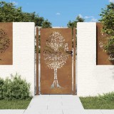 vidaXL Poartă pentru grădină, 105x180 cm, oțel corten, model copac