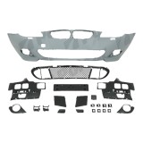 Set bara fata BMW Seria 5 (E60/E61), 06.2003-06.2010, cu gauri spalator; grunduit, de vopsit; type M-Tech; cu grile inferioare; cu suport numar inmat