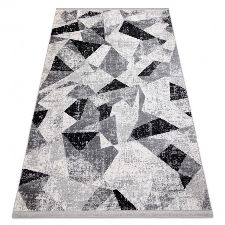 Covor TULS structural, franjuri 51211 modern, Geometric antracit, 240x330 cm