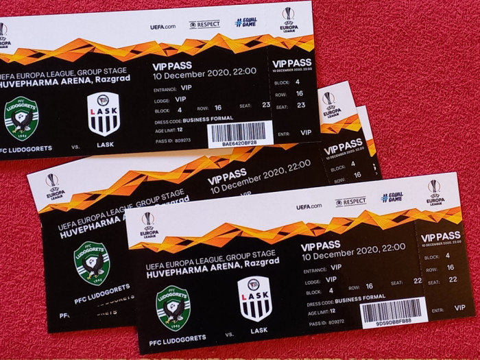 Bilet (VIP) meci fotbal PFC LUDOGORETS - LASK LINZ (Europa League 10.12.2020)