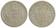 u904 MONEDA 2 LEI 1951 UNC NECIRCULATA CU LUCIU foto