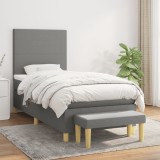 vidaXL Pat box spring cu saltea, gri &icirc;nchis, 80x200 cm, textil