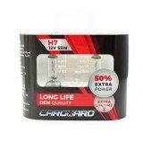 Set de 2 becuri Halogen H7, 55W, +50% Intensitate - LONG LIFE - CARGUARD