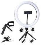 Lampa circulara Ring Light LED 26 cm + mini trepied + suport telefon