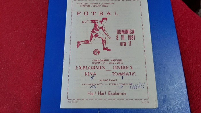 program Explormin Deva - Unirea Tomnatic