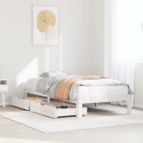 VidaXL Cadru de pat cu sertare, alb, 90x200 cm lemn masiv pin