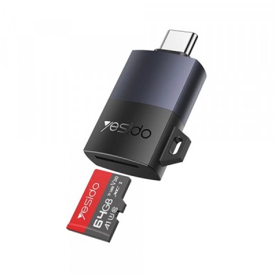 Cititor Card USB-C Yesido GS37, microSD, Negru foto