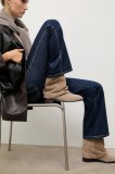 Answear.LAB cizme din piele intoarsa culoarea bej, cu toc plat, izolare usoara