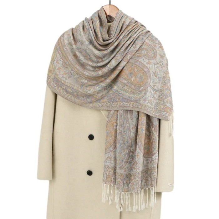 Esarfa casmir jacquard bej