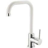 Baterie bucatarie Idrobric Florida, pipa inalta, alama, crom lucios/alb mat, cartus ceramic &oslash; 35 mm, racord flexibil inox F3/8, 35 cm, kit de montaj r