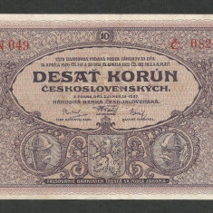 CEHOSLOVACIA 10 KORUN / COROANE 1927 [1] P-20a , VF+ - NEPERFORATA