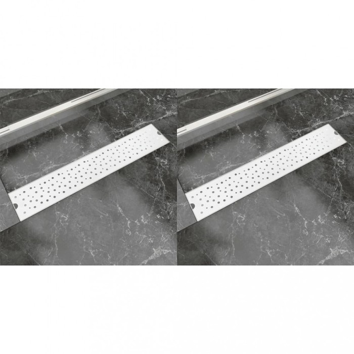 vidaXL Rigolă liniară de duș 2 buc. 630x140 mm, oțel inoxidabil, bule