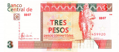 Cuba 3 Pesos 2006 Seria 459920 foto