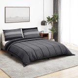 vidaXL Set cu husă de pilotă, gri &icirc;nchis, 260x220 cm, bumbac