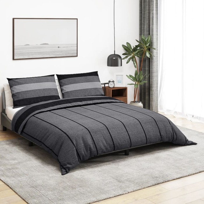 Set cu husă de pilotă, gri &icirc;nchis, 260x220 cm, bumbac