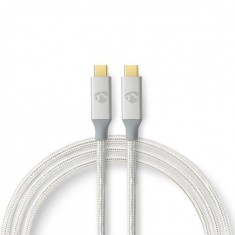 Cablu USB 3.2-C Gen 2 T-T 20Gb/s 5A/100W 2m brodat Argintiu, Nedis CCTB64020AL20