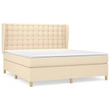 Cumpara ieftin Pat continental cu saltea, crem, 180x200 cm, textil