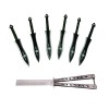 Set Briceag fluture si sase cutite de aruncat, Black Fury, otel inoxidabil, teaca inclusa