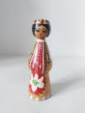 # Artizanat lemn decor femeia in port traditional slavic, slav, pictat manual, 10.5cm