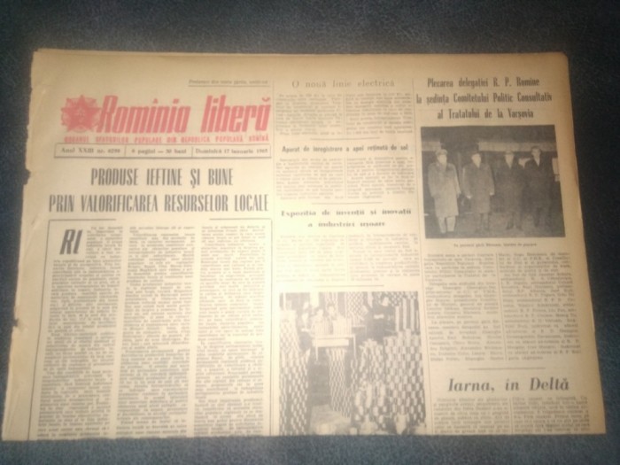ZIARUL ROMANIA LIBERA 17 IANUARIE 1965 TRATATUL DE LA VARSOVIA