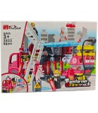 Set Constructie Post de Pompieri Mobil cu 94 Piese, Lumini si Sunete, Recomandat Copiilor Peste 3 Ani