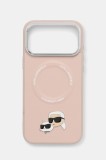 Karl Lagerfeld husă pentru telefon iPhone 17 Pro Max culoarea roz, KLHMP17XPSMLRKCP