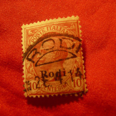 Timbru Rodhos 1912 Colonie Italiana supratipar Rodi , stampilat , 2C/10C