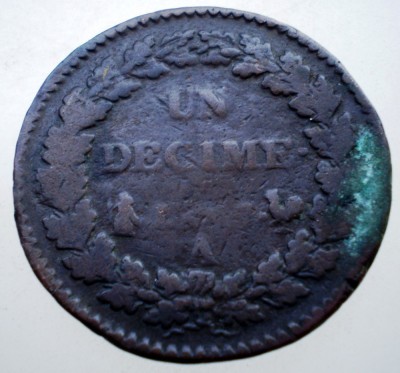 G.246 FRANTA 1 UN DECIME 10 CENTIMES LAN 7? A 1798-1799 foto