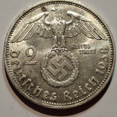 Germania Nazista 2 reichsmark 1938 D argint foto
