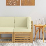 vidaXL Sofa Colțar pentru Exterior Lemn Solid de Acacia Alb 901504