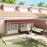 Marchiză Retractabilă Automată cu LED Portocalie și Maro 600x300 cm