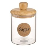 Recipient din Sticlă cu Capac de Lemn, 700ml, CMCLASS