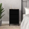 Noptiera Gossi Neagra 40x35x70 cm Lemn Prelucrat cu 3 Sertare si Picioare Metalice