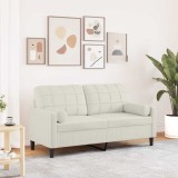 vidaXL Canapea cu 2 locuri cu pernuțe, crem, 140 cm, catifea 3278227