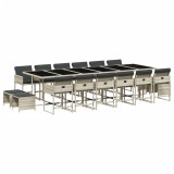 Set mobilier de gradina cu perne 17 piese gri deschis poliratan