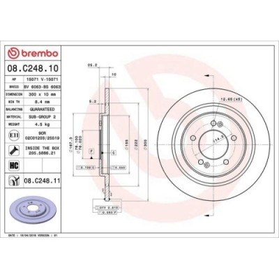 Set disc frana Hyundai I40 I (Vf) 03.12-05.19, I40 I Estate Van (Vf) 07.11-05.19, Spate, 300X10mm, plin, BREMBO foto