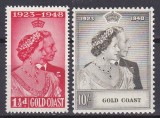 DB1 Colonii Gold Coast 1948 QEII Nunta de Argint 2 v. MNH, Nestampilat