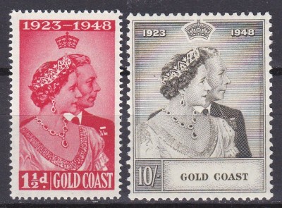 DB1 Colonii Gold Coast 1948 QEII Nunta de Argint 2 v. MNH foto