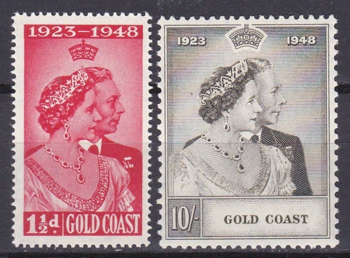DB1 Colonii Gold Coast 1948 QEII Nunta de Argint 2 v. MNH