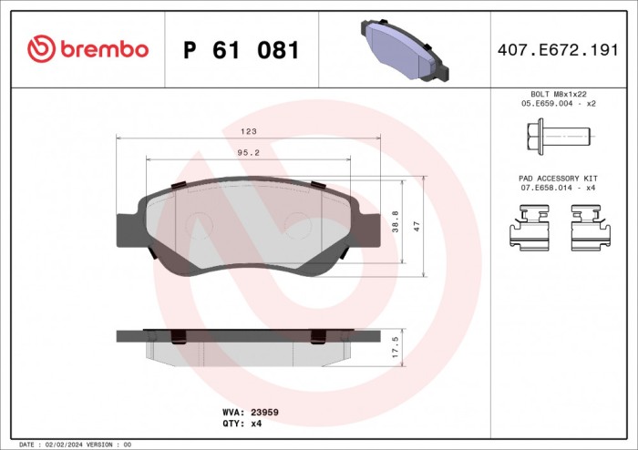 BREMBO P 61 081 PRIME LINE set placute frana,frana disc
